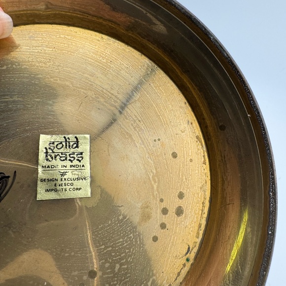 VTG Enesco Solid Brass Unicorn Footed Bowl 7.25” Wide  2 in high 1960’s - Picture 4 of 6